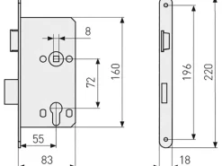 Abus Wohnungsabschlusstür-Einsteckschloss TGL Edelst. Profilzylinder DIN R Gold
