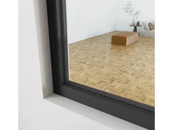 AICA Loftstil Innenfenster Ecklösung 153x108cm Glasfenster Industriestil Zimmerfenster Glas Trennwand Schwarz