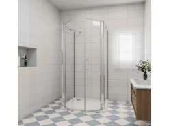 AICA U-Duschkabine Doppeltür 120x195cm Drehtür Duschtür 6mm Nano Glas mit 70x70x195cm Seitenwand