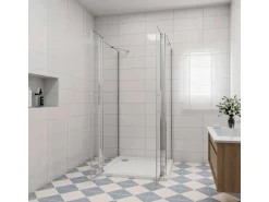 AICA U-Duschkabine Doppeltür 120x195cm Drehtür Duschtür 6mm Nano Glas mit 70x70x195cm Seitenwand