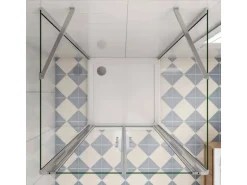 AICA U-Duschkabine Doppeltür 120x195cm Drehtür Duschtür 6mm Nano Glas mit 70x70x195cm Seitenwand