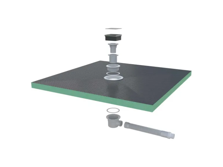 AICA 90x90cm XPS Platten 4cm Duschwanne Duschtasse Duschplatte Fliesenplatte Mit Ablaufgarnitur Ablaufschlauch