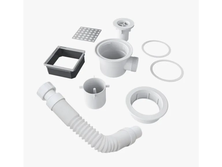 AICA 90x90cm XPS Platten 4cm Duschwanne Duschtasse Duschplatte Fliesenplatte Mit Ablaufgarnitur Ablaufschlauch