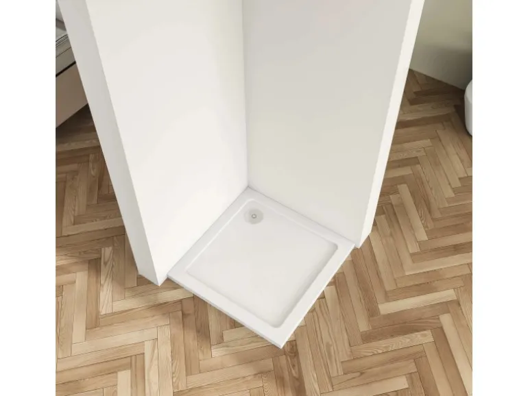 AICA 76x76x3cm Duschwanne mit Ablaufgarnitur Quadrat Duschtasse Kunststein Acrylbeschichtung