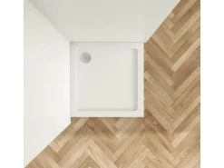 AICA 76x76x3cm Duschwanne mit Ablaufgarnitur Quadrat Duschtasse Kunststein Acrylbeschichtung