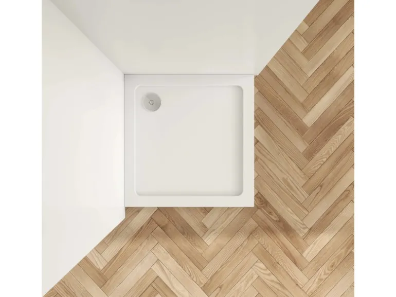 AICA 76x76x3cm Duschwanne mit Ablaufgarnitur Quadrat Duschtasse Kunststein Acrylbeschichtung