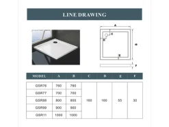 AICA 76x76x3cm Duschwanne mit Ablaufgarnitur Quadrat Duschtasse Kunststein Acrylbeschichtung