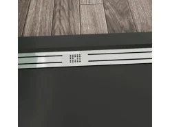 AICA 80x160x3cm Rechteck Duschtasse Schwarz Stein-Effekt Duschwanne Für Duschkabine Duschwand