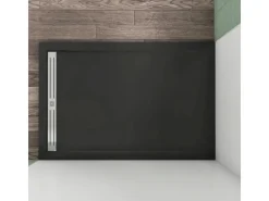 AICA 80x140x3cm Rechteck Duschtasse Schwarz Stein-Effekt Duschwanne Für Duschkabine Duschwand