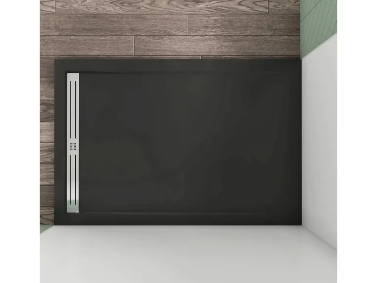 AICA 80x140x3cm Rechteck Duschtasse Schwarz Stein-Effekt Duschwanne Für Duschkabine Duschwand