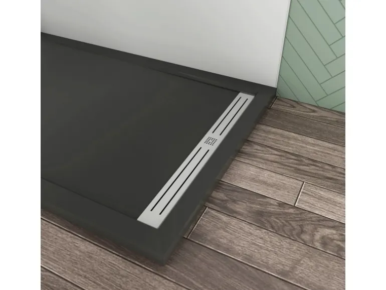 AICA 80x140x3cm Rechteck Duschtasse Schwarz Stein-Effekt Duschwanne Für Duschkabine Duschwand