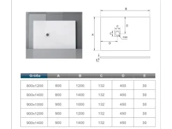 AICA 90x100x3cm Weiß Schiefer Effekt Duschwanne mit Edelstahl Ablaufabdeckung Ablaufgarnitur Rechteck Duschtasse