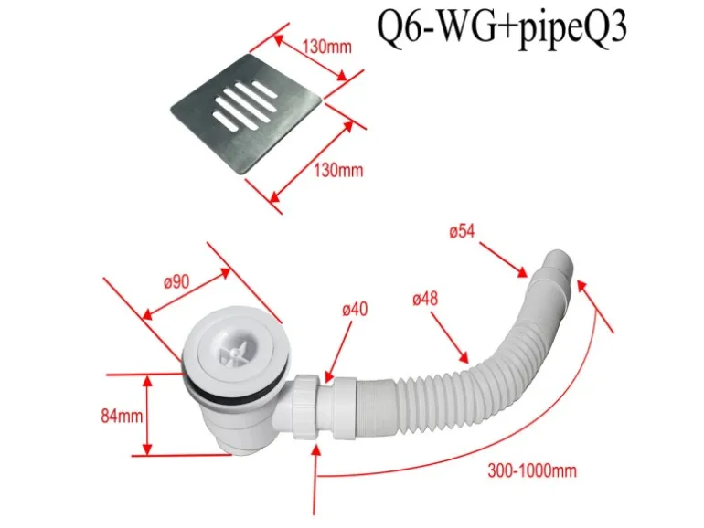 AICA 90x100x3cm Weiß Schiefer Effekt Duschwanne mit Edelstahl Ablaufabdeckung Ablaufgarnitur Rechteck Duschtasse