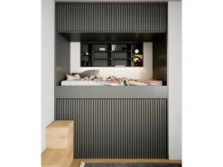 Akustikpaneel Linoleum Pewter MDF Schwarz Filz Schwarz 60 cm x 300 cm