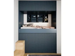 Akustikpaneel Linoleum Smokey Blue MDF Schwarz Filz Schwarz 60 cm x 240 cm