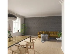 Akustikpaneel Steinfurnier Rustic MDF Schwarz Filz Schwarz 60 cm x 240 cm