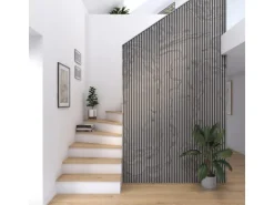 Akustikpaneel Steinfurnier Rustic MDF Schwarz Filz Schwarz 60 cm x 240 cm