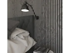 Akustikpaneel Steinfurnier Rustic MDF Schwarz Filz Schwarz 60 cm x 240 cm