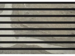 Akustikpaneel Steinfurnier Tan MDF Schwarz Filz Schwarz 60 cm x 240 cm