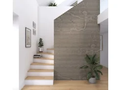 Akustikpaneel Steinfurnier Tan MDF Schwarz Filz Schwarz 60 cm x 240 cm