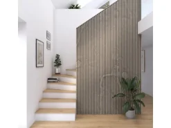 Akustikpaneel Steinfurnier Tan MDF Schwarz Filz Schwarz 60 cm x 240 cm