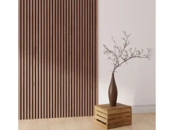 Akustikpaneel Walnuss MDF Schwarz Filz Schwarz 60 cm x 300 cm FSC®