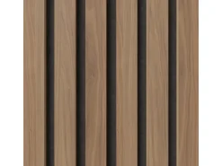 Akustikpaneel Wandverkleidung Walnuss Natur auf Akustikfilz Schwarz 240 cm FSC®