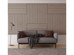 Akustikpaneel Wandverkleidung Eiche MDF Schwarz Akustikfilz Schwarz 119,8 cm