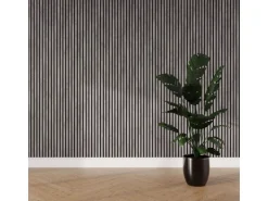 Akustikpaneel Wandverkleidung Laminiert Betongrau MDF/Akustikfilz Schwarz 240 cm