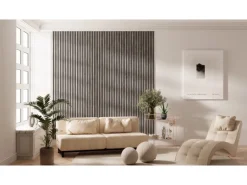 Akustikpaneel Wandverkleidung Laminiert Betongrau MDF/Akustikfilz Schwarz 240 cm