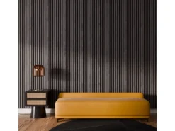 Akustikpaneel Wandverkleidung Eiche Grau auf Akustikfilz Schwarz 240 cm FSC®