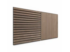 Akustikpaneel Wandverkleidung Walnuss MDF Natur Akustikfilz Schwarz 60 cm 2 St.