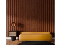 Akustikpaneel Wandverkleidung Walnuss Geölt auf Akustikfilz Schwarz 240 cm FSC®