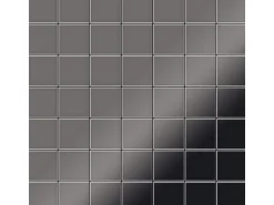 ALLOY Mosaik Fliese Massiv Metall Titan Hochglanz Dunkelgrau 1,6mm Attica-ti-sm 1 Paket mit 10 Matten 0,85 m2 Grau