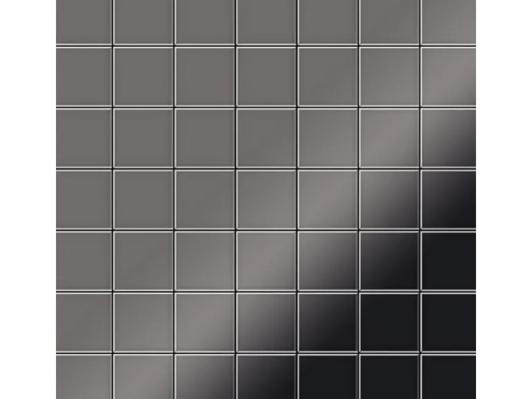 ALLOY Mosaik Fliese Massiv Metall Titan Hochglanz Dunkelgrau 1,6mm Attica-ti-sm 1 Paket mit 10 Matten 0,85 m2 Grau