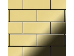 ALLOY Mosaik Fliese Massiv Metall Messing Gewalzt Gold 1,6mm Stark Subway-bm 1 Paket mit 50 Matten 0,58 m2 Gold
