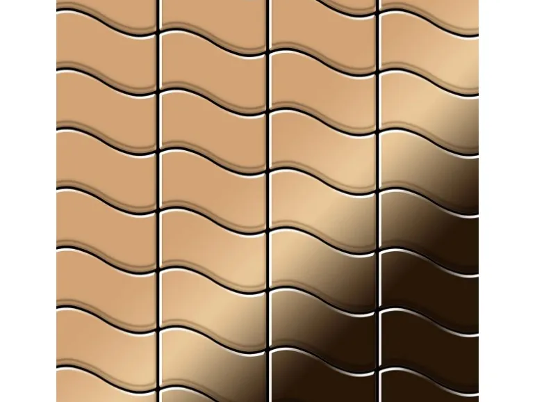 ALLOY Mosaik Fliese Massiv Metall Titan Hochglänzend Kupfer 1,6mm Stark Flux-ti-am 1 Paket mit 10 Matten 0,86 m2 Kupfer