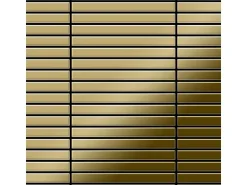 ALLOY Mosaik Fliese Massiv Metall Titan Hochglänzend Gold 1,6mm Stark Linear-ti-gm 1 Paket mit 10 Matten 0,94 m2 Gold