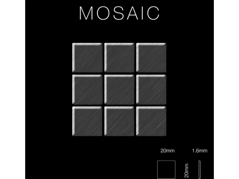 ALLOY Mosaik Fliese Massiv Metall Titan Gebürstet Dunkelgrau 1,6mm Stark Mosaic-ti-sb 1 Paket mit 10 Matten 1,04 m2 Grau