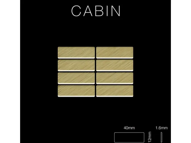 ALLOY Mosaik Fliese Massiv Metall Titan Gebürstet Gold 1,6mm Stark Cabin-ti-gb 1 Paket mit 10 Matten 1,01 m2 Gold