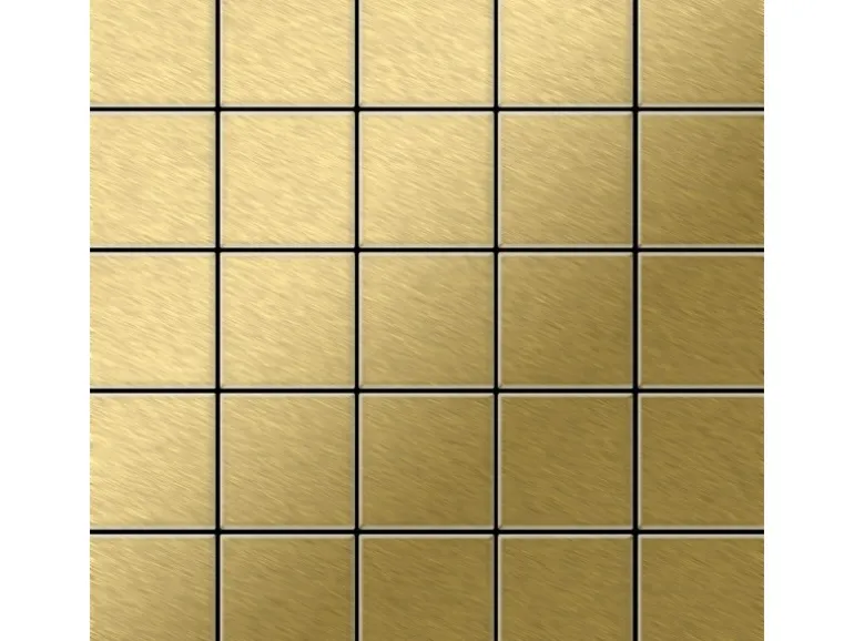 ALLOY Mosaik Fliese Massiv Metall Titan Gebürstet Gold 1,6mm Stark Century-ti-gb 1 Paket mit 50 Matten 0,5 m2 Gold