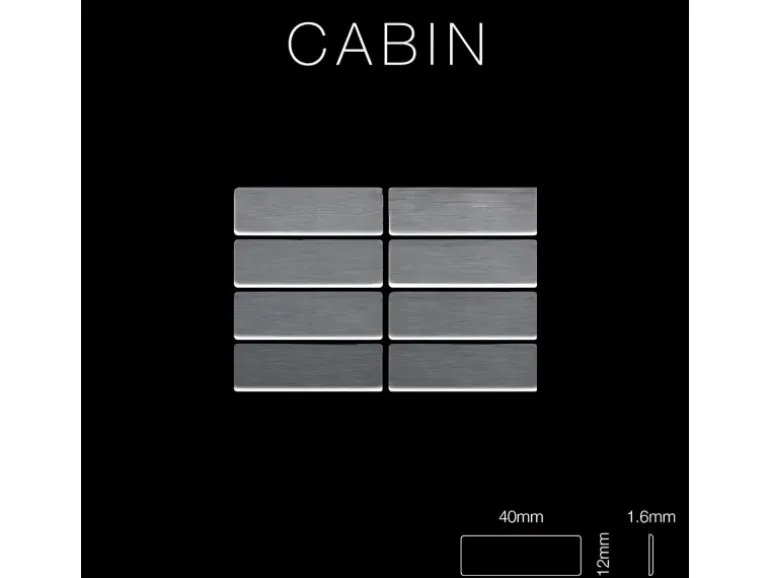 ALLOY Mosaik Fliese Massiv Metall Edelstahl Marine Gebürstet Grau 1,6mm Cabin-s-s-mb 1 Paket mit 10 Matten 1,01 m2 Grau