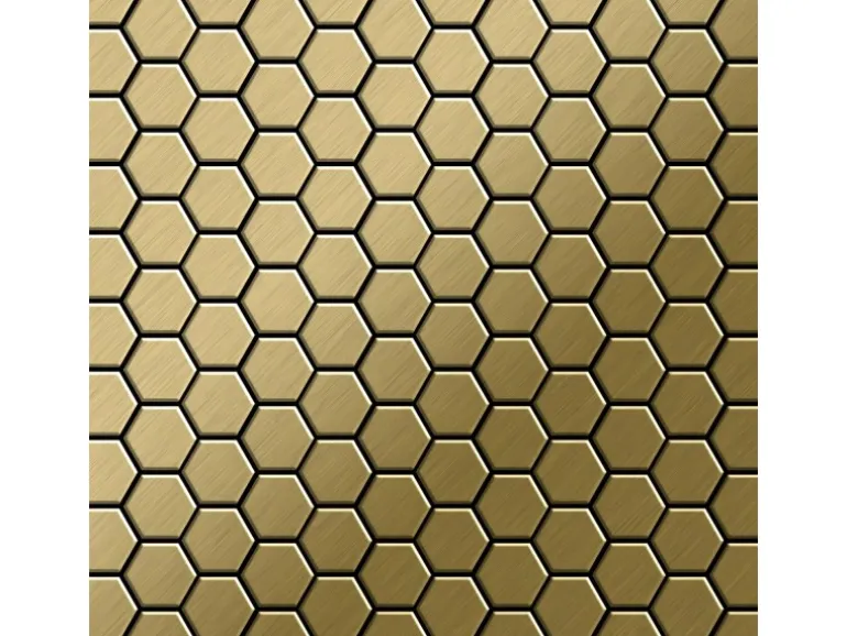 ALLOY Mosaik Fliese Massiv Metall Titan Gebürstet Gold 1,6mm Stark Honey-ti-gb 1 Paket mit 10 Matten 0,92 m2 Gold