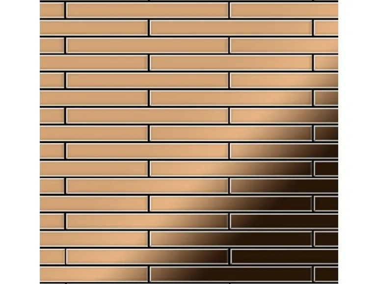 ALLOY Mosaik Fliese Massiv Metall Titan Hochglänzend Kupfer 1,6mm Stark Avenue-ti-am 1 Paket mit 10 Matten 0,74 m2 Kupfer