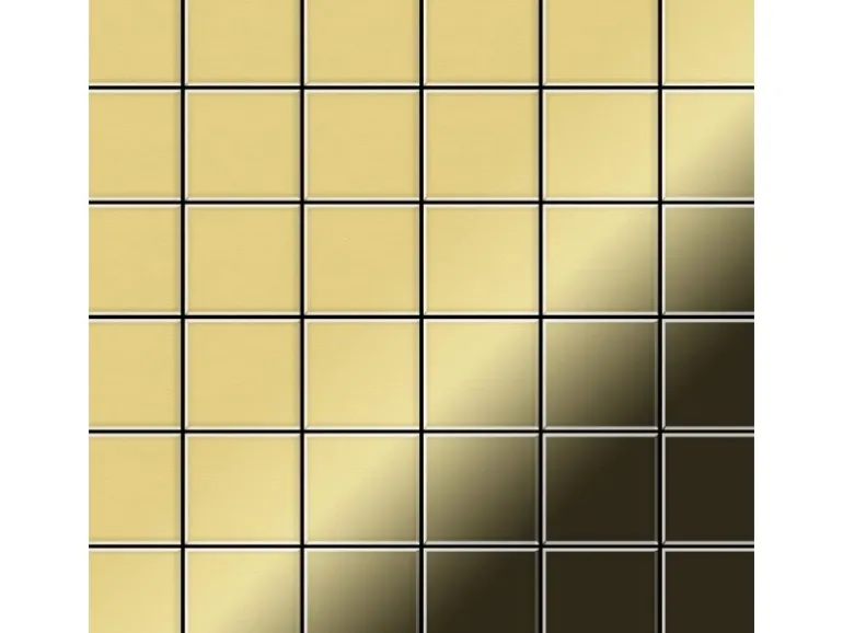 ALLOY Mosaik Fliese Massiv Metall Messing Gewalzt Gold 1,6mm Stark Cinquanta-bm 1 Paket mit 10 Matten 0,94 m2 Gold