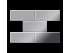 ALLOY Mosaik Fliese Massiv Metall Edelstahl Marine Hochglanz Grau 1,6mm Subway-s-s-mm 1 Paket mit 50 Matten 0,58 m2 Grau