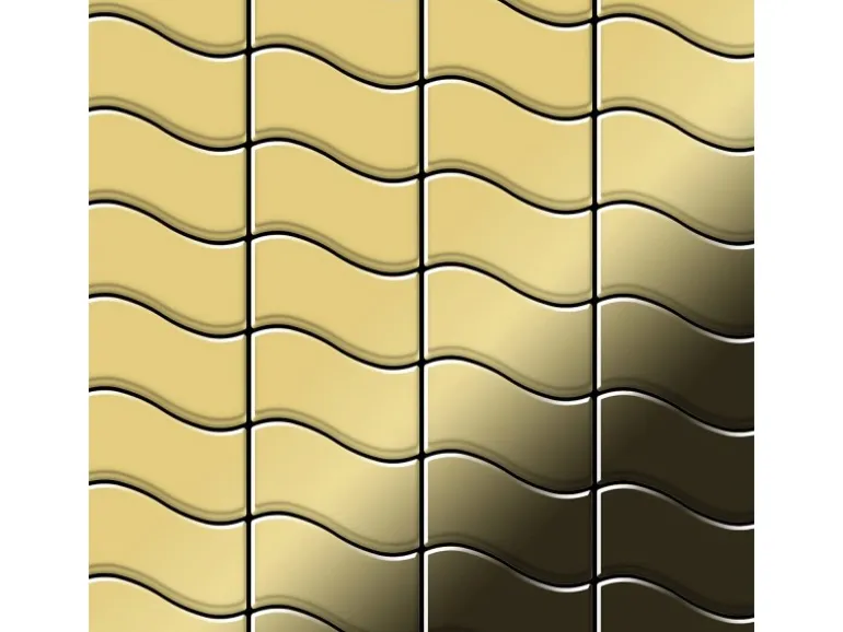 ALLOY Mosaik Fliese Massiv Metall Messing Gewalzt Gold 1,6mm Stark Flux-bm 1 Paket mit 10 Matten 0,86 m2 Gold