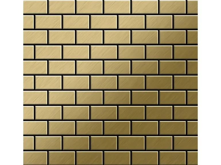 ALLOY Mosaik Fliese Massiv Metall Titan Gebürstet Gold 1,6mm Stark House-ti-gb 1 Paket mit 10 Matten 0,98 m2 Gold