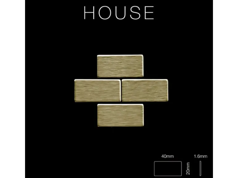 ALLOY Mosaik Fliese Massiv Metall Titan Gebürstet Gold 1,6mm Stark House-ti-gb 1 Paket mit 10 Matten 0,98 m2 Gold