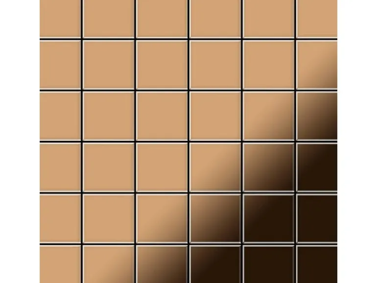 ALLOY Mosaik Fliese Massiv Metall Titan Hochglanz Kupfer 1,6mm Cinquanta-ti-am 1 Paket mit 10 Matten 0,94 m2 Kupfer